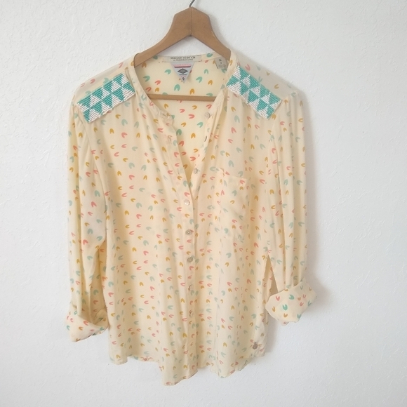 MAISON SCOTCH 100% Silk Western beaded Blouse Womens size S - Picture 2 of 10